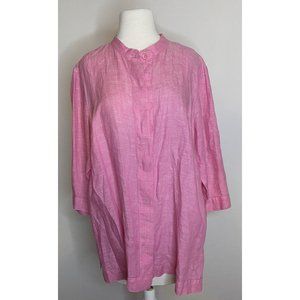 Saks 5th Ave Real Clothes Salon‎ Z Linen Tunic Sz 14 Pink Lagenlook Summer Beach
